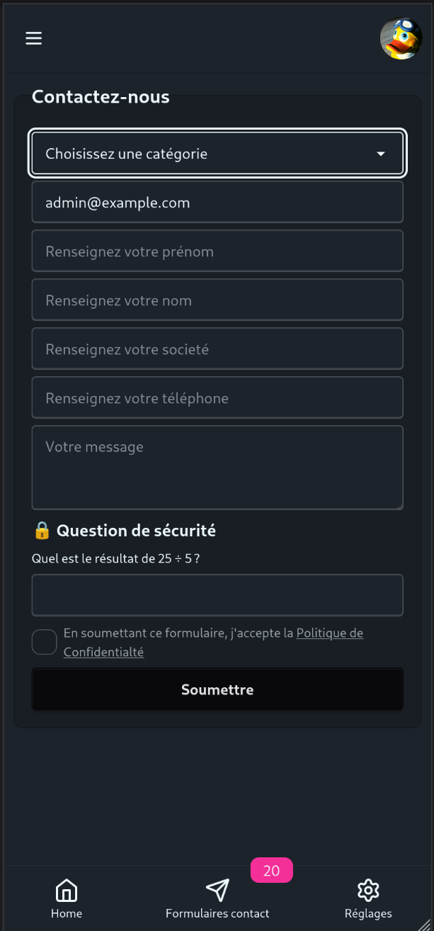 New contact form